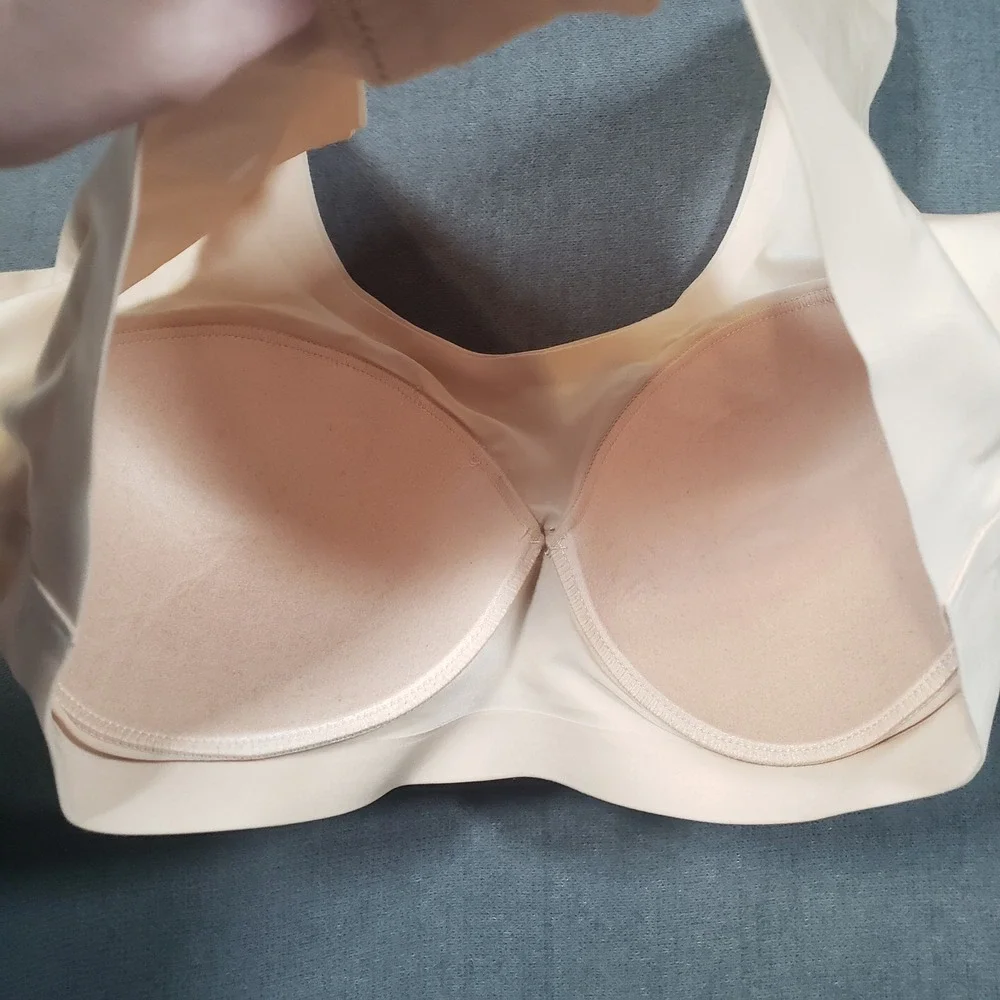 Feather Bra Wireless Seamless Bra Womens Large‎ Beige Tan Comfort Stretch